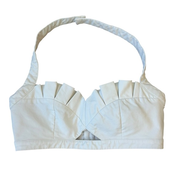Tobi White Ruffle Halter Bra Crop Size Medium - Picture 1 of 7